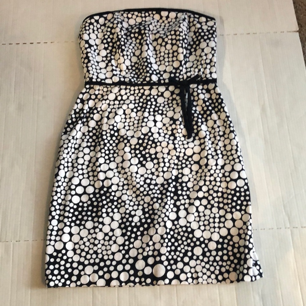 Positive Attitude Dress Strapless Polka Dot SZ 12P Black White